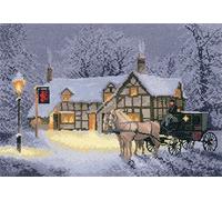 Heritage Crafts John Clayton Cross Stitch Kit - Christmas Inn - Aida