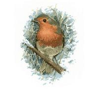 Heritage Crafts John Stubbs Wildlife Collection Robin Redbreast Counted Cross Stitch Kit 14 count aida