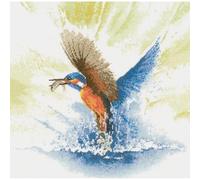 Heritage Crafts Kingfisher in Flight - Flights Of Fancy by John Clayton. Counted Cross Stitch Kit on 14 ct aida