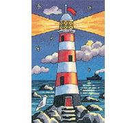 Heritage Crafts Lighthouse by Night Cross Stitch Kit - Aida