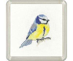 Heritage Crafts Little Friends Coaster Cross Stitch Kit - Blue Tit