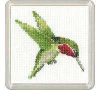 Heritage Crafts Little Friends Coaster Cross Stitch Kit - Hummingbird