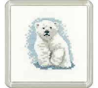 Heritage Crafts Little Friends Coaster Cross Stitch Kit - Polar Bear