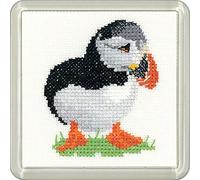Heritage Crafts Little Friends Coaster Cross Stitch Kit - Puffin