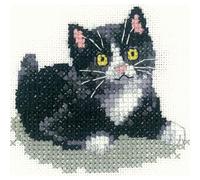 Heritage Crafts Little Friends Cross Stitch Kit Black & White Kitten