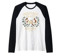 Heritage Crafts Shirt Amana Iowa Tools Retro Artisan Art Raglan Baseball Tee