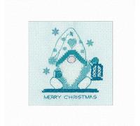 Heritage Crafts Sparkle & Sequin Christmas Card Cross Stitch Kit - Frosted Gonk - Lantern Cross Stitch Card Kit