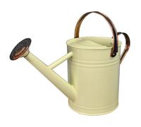 Heritage Cream Metal Watering Can 3.5 Litre with Copper Handles & Rose, Decorative Galvanised Steel, Folding Handle