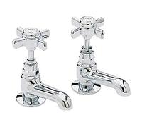 Heritage Dawlish 1924 1/2" Short Nose Basin Pillar Taps Quarter Turn CD in Chrome TDCCS00 (Pair)