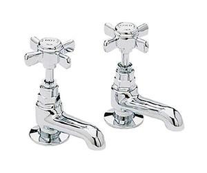 Heritage Dawlish 1924 1/2" Short Nose Basin Pillar Taps Quarter Turn CD in Chrome TDCCS00 (Pair)