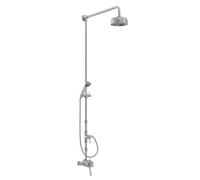 Heritage Dawlish Exposed 2-Control Thermostatic Brushed Nickel Lever Fixed Riser Drench Shower Kit - Lifetime Guarantee