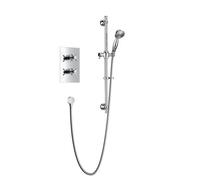 Heritage Dawlish Exposed 2-Control Thermostatic Chrome Crosshead Shower Valve & Fixed Riser Rail & Handset Lifetime Guarantee