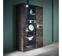 Heritage Display Cabinet - 2 Door 1 Glass - Dark Velvet Birch High Gloss