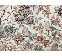 Heritage Doves/Birds Fern Red/Green 140cm/54" Cotton Curtain Fabric Designer Material Sewing Upholstery Curtain Craft Fabric (Metre)