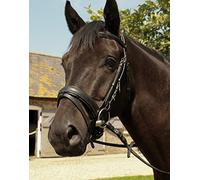 Heritage English Leather ‘Comfort’ Bridle With Flash Noseband inc Rubber Reins (Cob, Black)