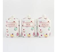heritage Fairy Cupcakes Tea Coffee Sugar Canisters Fine Bone China Cupcakes Storage Jars