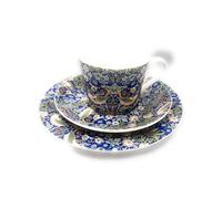 Heritage Fine Bone China Cup, Saucer and Side Plate Set, Blue Strawberry Thief William Morris Design, 7 fl oz Cup, 3 Piece Dinnerware Set