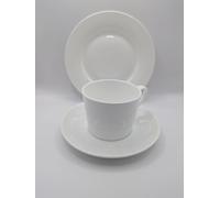 Heritage Fine Bone China Cup, Saucer and Side Plate Set, White, 7 fl oz Cup, 3 Piece Dinnerware Set
