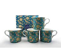 heritage FINE Bone China Set of 4 Mugs Gift Boxed Oriental Birds Mugs Free UK DELIVERY