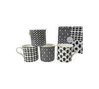 heritage FINE Bone China Set of 4 Mugs Gift Boxed Shades of Black Mugs Free UK DELIVERY