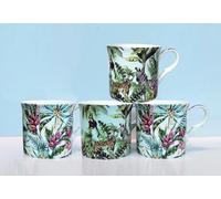 heritage FINE Bone China Set of 4 Mugs Gift Boxed Tropical Safari Design (4)