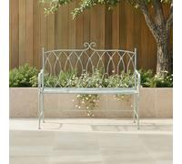 Charles Bentley Decorative Wrought Iron Outdoor Rustic Bench - Sage Green