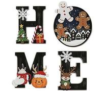 Heritage Holiday Home Sign, 4 Pcs Wooden Home Letters Wall Decor, Rustic Theme Christmas Art Wall Decor, Sign Letters Hanging W-all Decorations for Living Room Shelf Mantel Windowsill