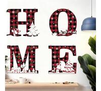 Heritage Holiday Home Sign,4Pcs Wooden Home Letters Christmas Wall Decor,Winter Rustic Theme Holiday Christmas Art Wall Decor,Xmas Family Heritage Welcome Sign,for ShelfWall & Mantel Display