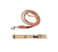 Heritage Hounds Tartan Dog Collar and Lead Tweed Set | Small size. Camel Check pattern. Crafted from premium tweed fabric, this matching collar and lead set suits country walks.