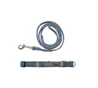 Heritage Hounds Tweed Dog Collar and Lead Set (Large, Blue Check)
