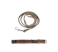 Heritage Hounds Tweed Dog Collar and Lead Set (Medium, Amber Check)