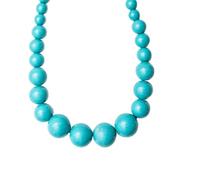 Heritage Hues Chunky Wooden Bead Unisex Necklace 80cm - Statement design - Light Blue