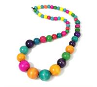 Heritage Hues Chunky Wooden Bead Unisex Necklace 80cm - Statement design - Multi-colour