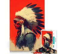 Heritage in Silence - Native American Chief Portrait 1000 Piece Jigsaws for Teenagers Puzzle Skill Play Tight Cut Home Fun (38x26cm)