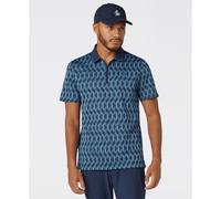Heritage Jacquard Colour Block Golf Polo In Black Iris