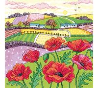 Heritage KCPL1475-A Cross Stitch Kit Aida Poppies Counted 20.5x20.5cm