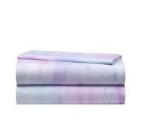 Heritage Kids 3 Piece Sheet Set, Including Top Sheet, Fitted Sheet and Pillow Case, Purple Watercolor Tie Dye, Twin