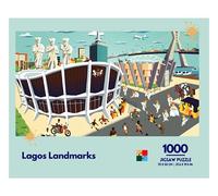 HERITAGE Lagos Landmarks 1000 Piece City Illustration Jigsaw Puzzle Image of Landmarks in Lagos Nigeria Africa | Celebrating Cultures | 70cm X 50cm Completed Size |