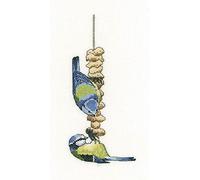 Heritage LDBT1307-A Counted Cross Stitch Kit Aida Blue Tits (A), 8.5 x 18 cm