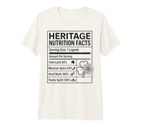 Heritage Nutrition Facts Mexican Irish Label 50% Luck Spice Premium T-Shirt