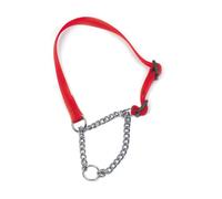 Ancol Heritage Nylon and Chain Check Dog Collar - Red Durable Training Accessory for Puppies and Dogs - 50-70cm Size 5-9