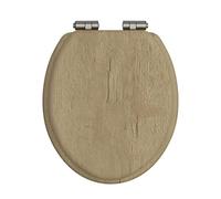 Heritage Oak Toilet Seat with Soft Close Brushed Nickel Hinges