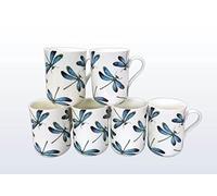 heritage Set of 6 Dragonfly Mugs FINE Bone China Curved with Free UK DELIVERY