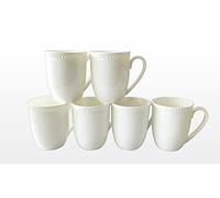 heritage Set of 6 White Castle Embossed Rim Mugs FINE Bone China Free UK DELIVERY