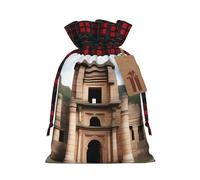 Heritage Sites Holiday Printed Drawstring Pouch S For Festival Wrapping, Storage And Party Use