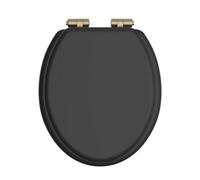 Heritage Soft Close Toilet Seat With Brushed Brass Hinges - Black
