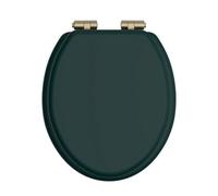 Heritage Soft Close Toilet Seat With Brushed Brass Hinges - Classic Green