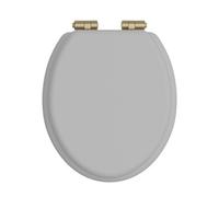 Heritage Soft Close Toilet Seat With Brushed Brass Hinges - Dove Grey