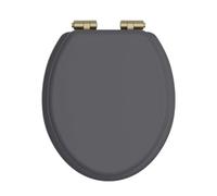 Heritage Soft Close Toilet Seat With Brushed Brass Hinges - Graphite