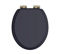 Heritage Soft Close Toilet Seat With Brushed Brass Hinges - Midnight Blue